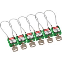 COMPACT CABLE PADLOCK GREEN 20CM KD/6PK