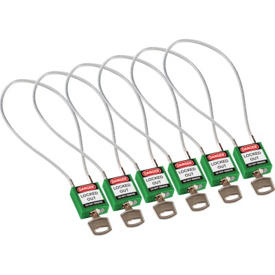COMPACT CABLE PADLOCK GREEN 40CM KD/6PK